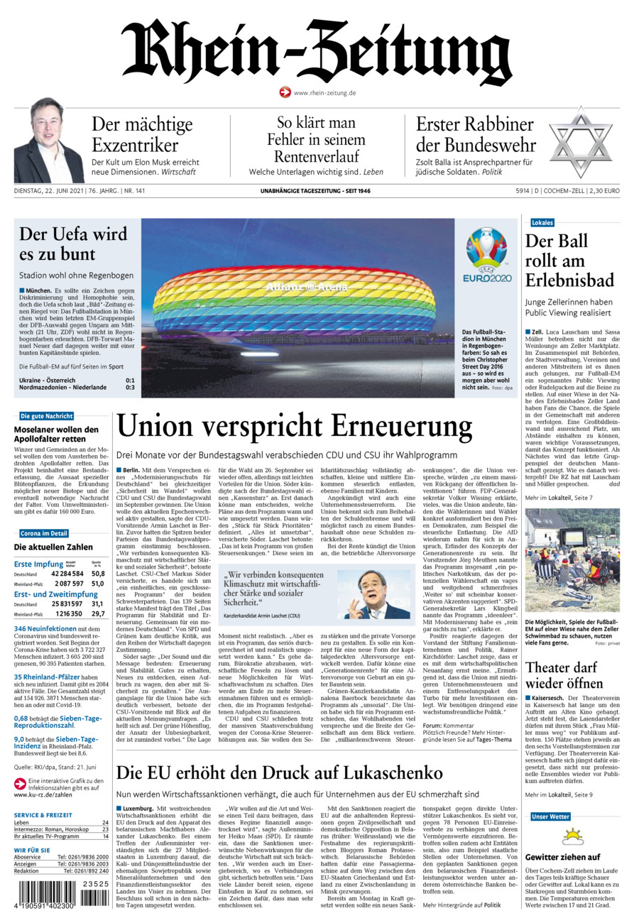 Rhein-Zeitung Kreis Cochem-Zell vom Dienstag, 22.06.2021