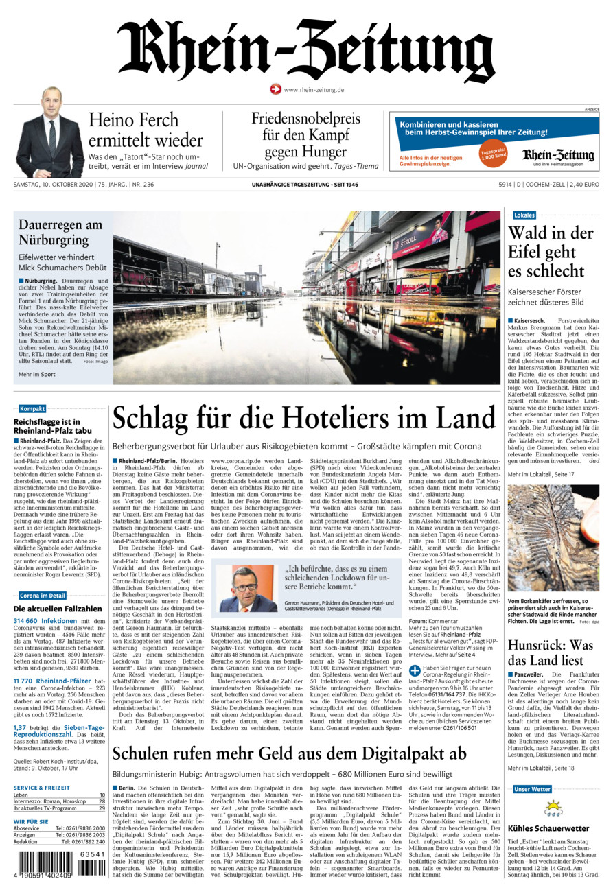 Rhein-Zeitung Kreis Cochem-Zell vom Samstag, 10.10.2020