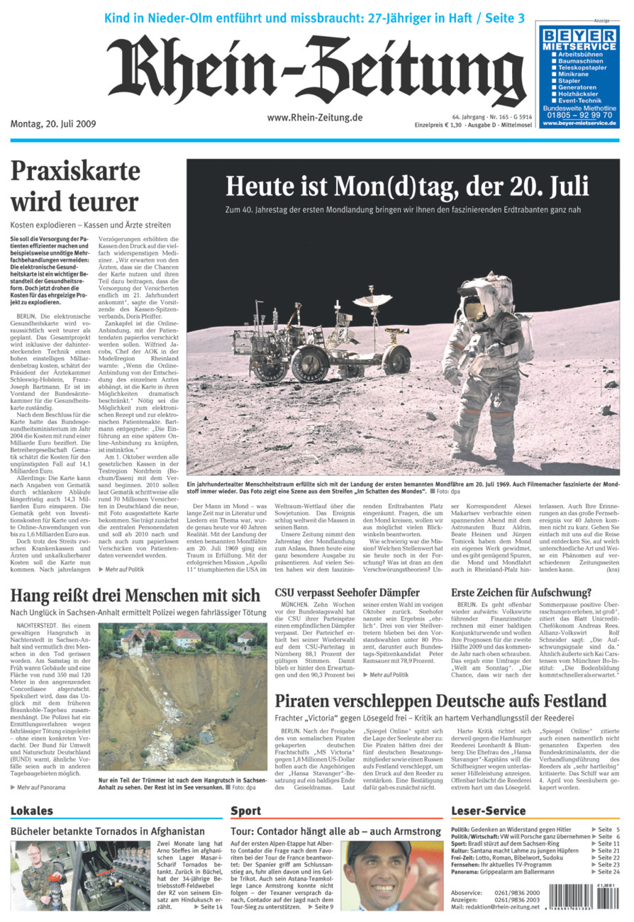 Rhein-Zeitung Kreis Cochem-Zell vom Montag, 20.07.2009