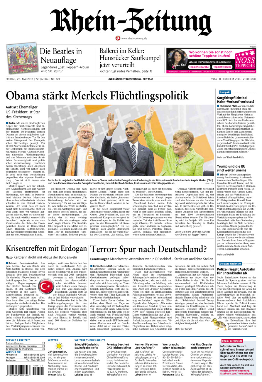 Rhein-Zeitung Kreis Cochem-Zell vom Freitag, 26.05.2017