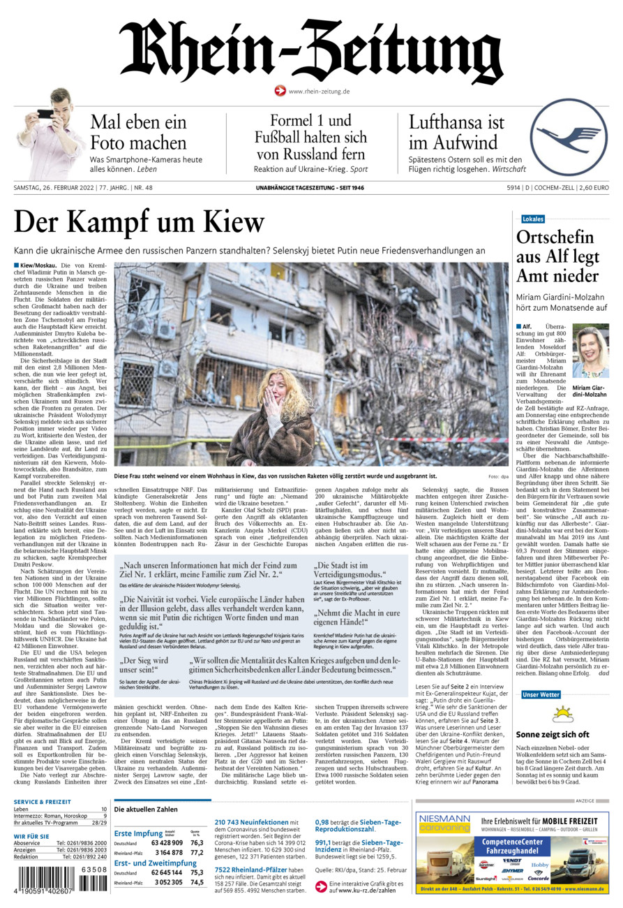 Rhein-Zeitung Kreis Cochem-Zell vom Samstag, 26.02.2022