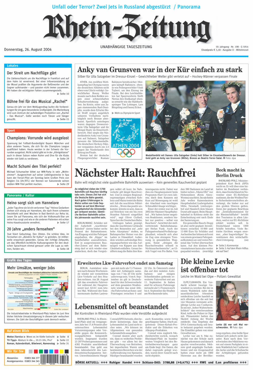 Rhein-Zeitung Kreis Cochem-Zell vom Donnerstag, 26.08.2004