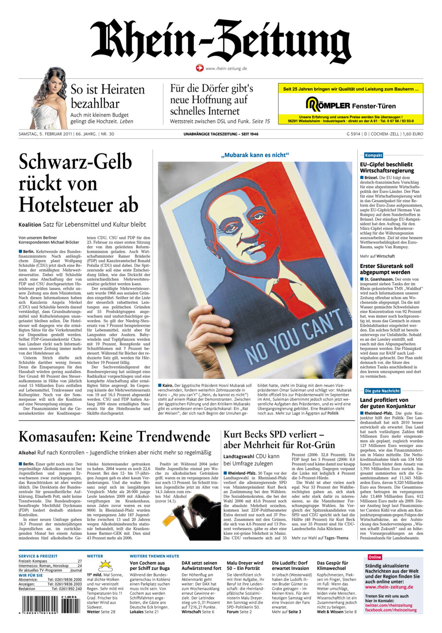 Rhein-Zeitung Kreis Cochem-Zell vom Samstag, 05.02.2011