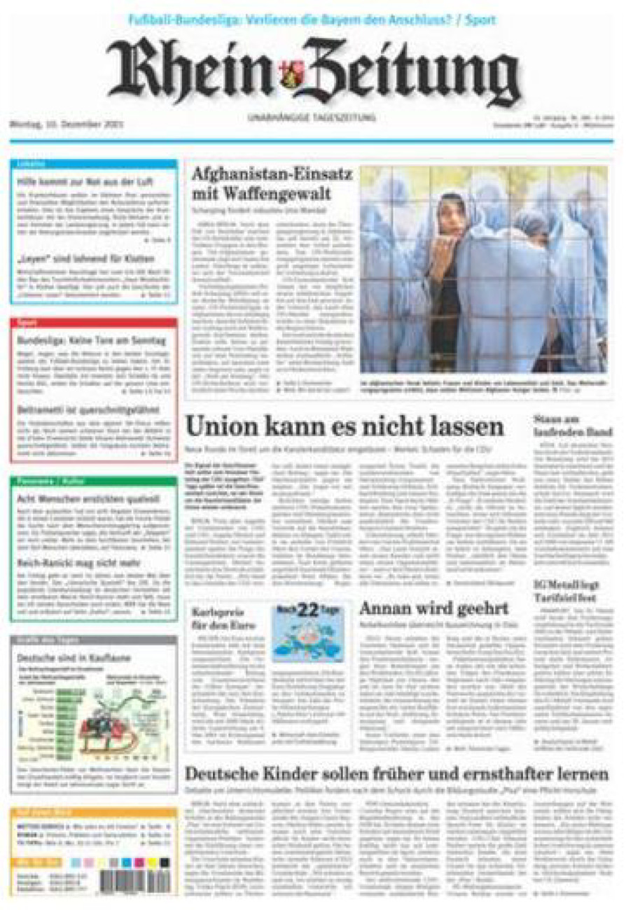 Rhein-Zeitung Kreis Cochem-Zell vom Montag, 10.12.2001