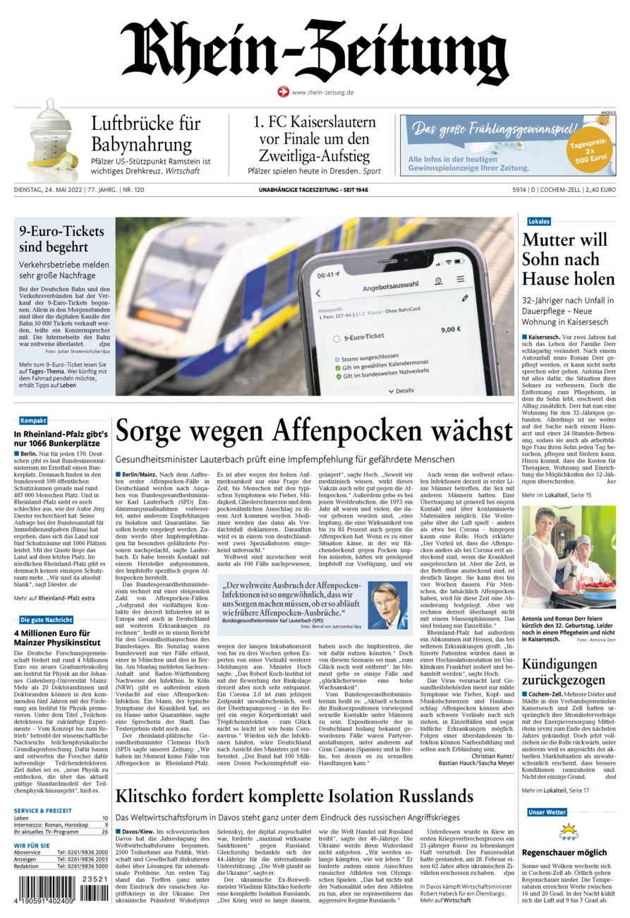 Rhein-Zeitung Kreis Cochem-Zell vom Dienstag, 24.05.2022