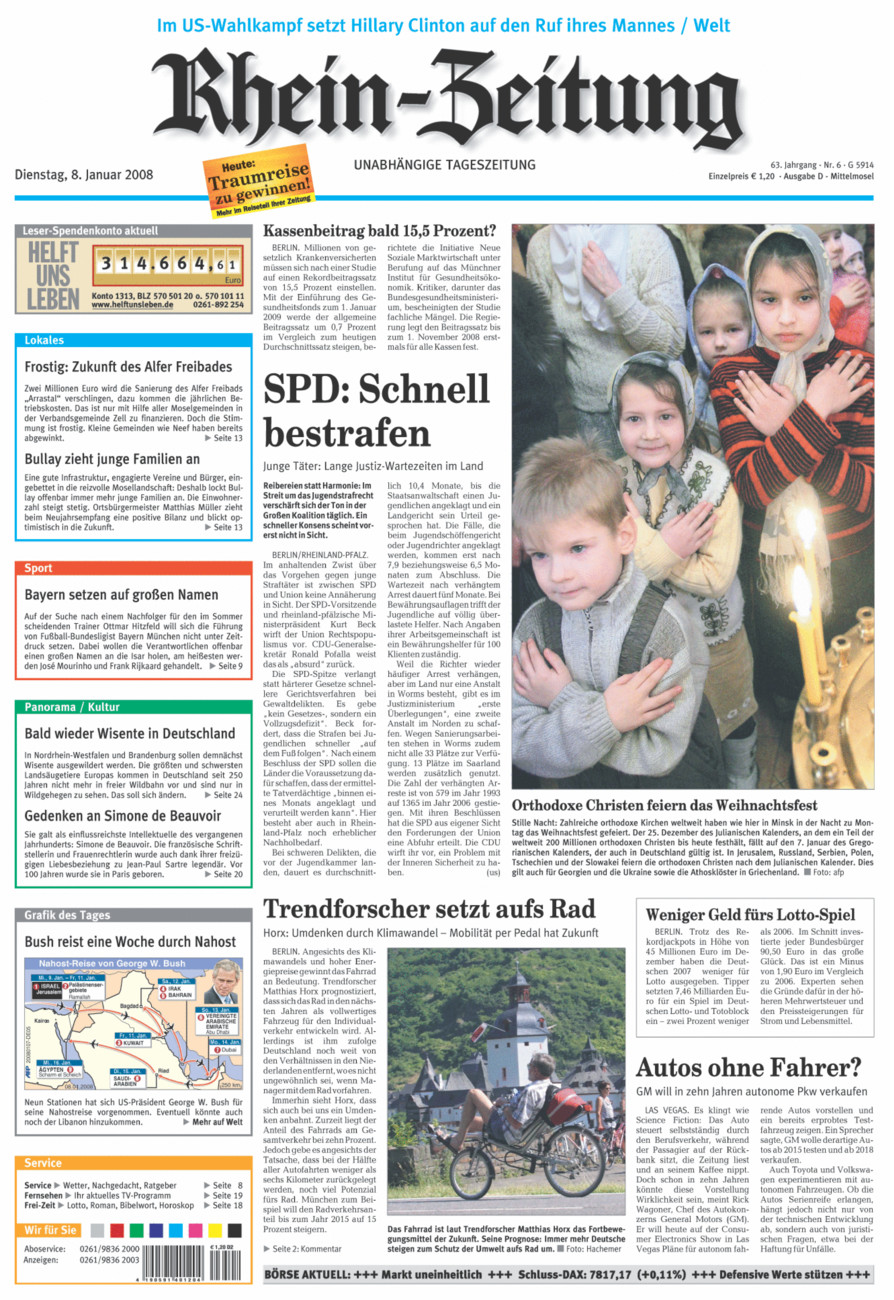 Rhein-Zeitung Kreis Cochem-Zell vom Dienstag, 08.01.2008