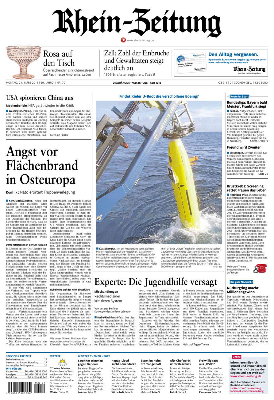 Rhein-Zeitung Kreis Cochem-Zell vom Montag, 24.03.2014