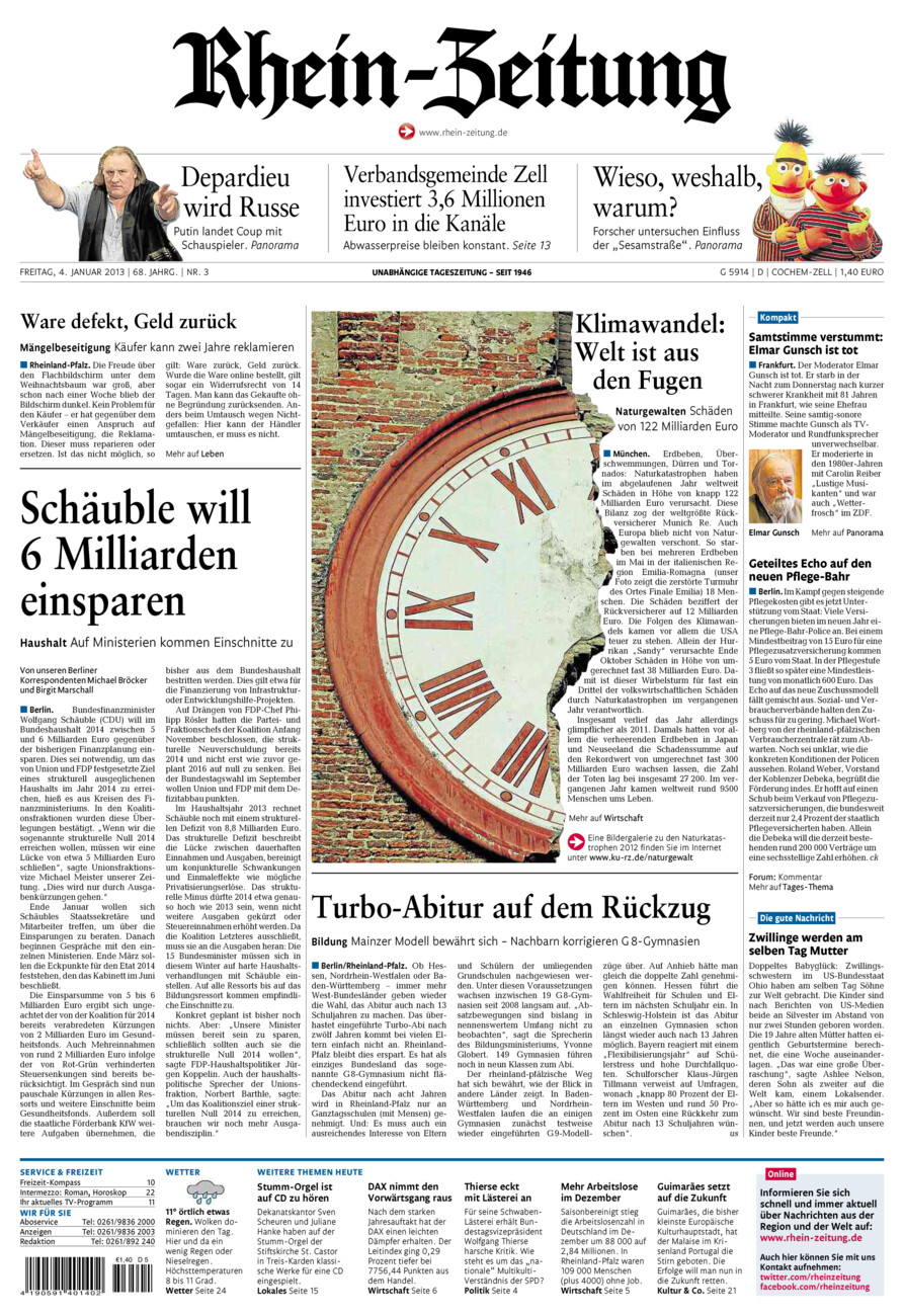 Rhein-Zeitung Kreis Cochem-Zell vom Freitag, 04.01.2013