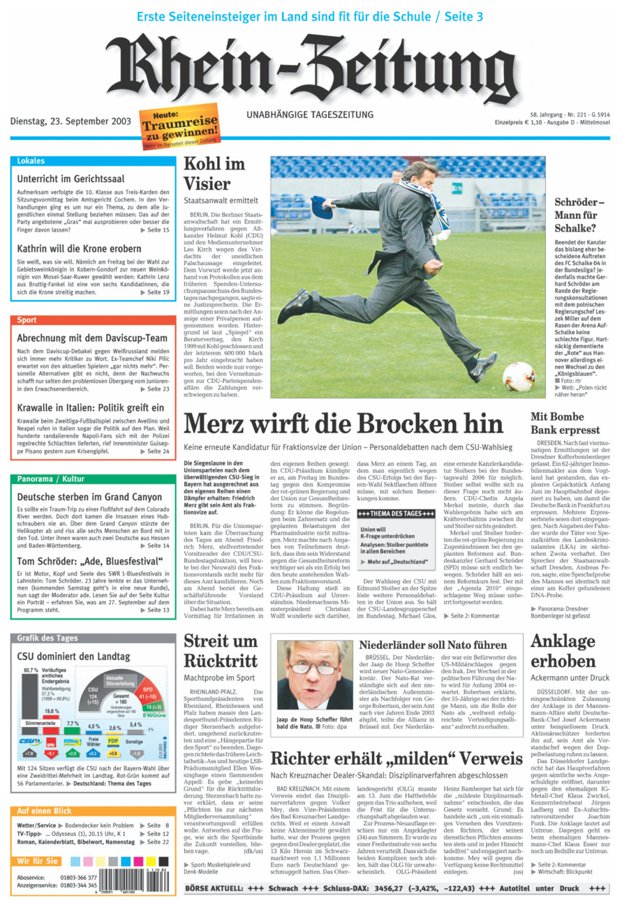 Rhein-Zeitung Kreis Cochem-Zell vom Dienstag, 23.09.2003