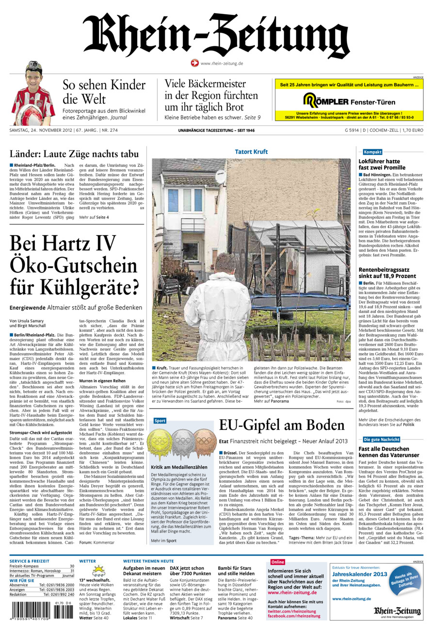 Rhein-Zeitung Kreis Cochem-Zell vom Samstag, 24.11.2012