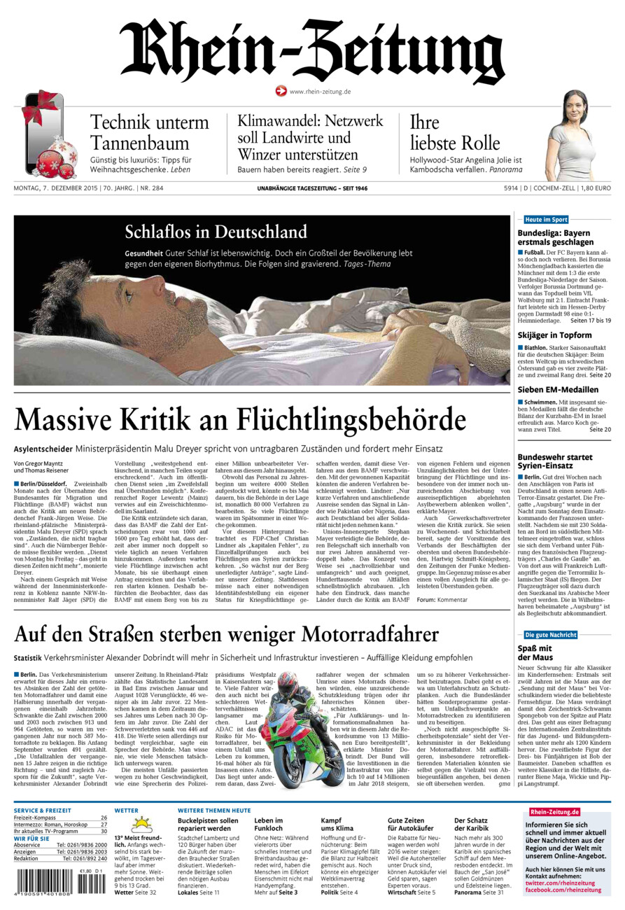 Rhein-Zeitung Kreis Cochem-Zell vom Montag, 07.12.2015