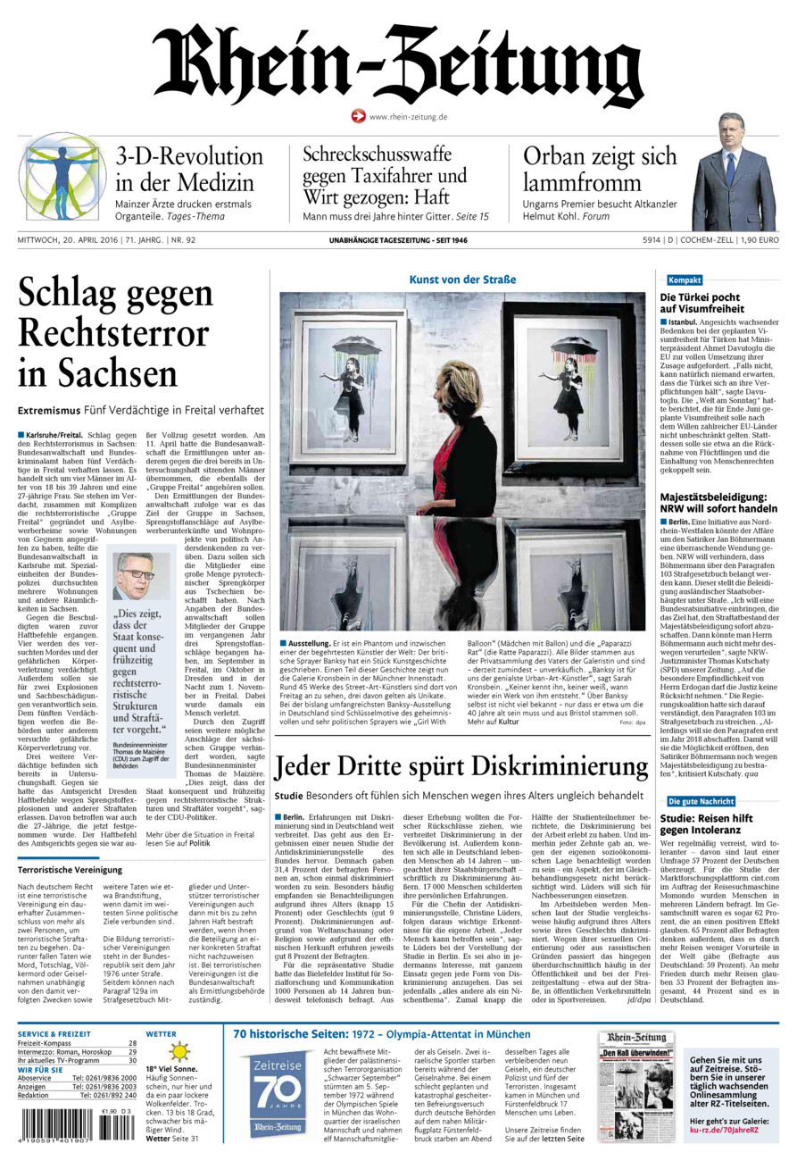 Rhein-Zeitung Kreis Cochem-Zell vom Mittwoch, 20.04.2016