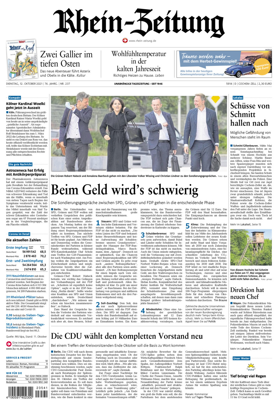 Rhein-Zeitung Kreis Cochem-Zell vom Dienstag, 12.10.2021