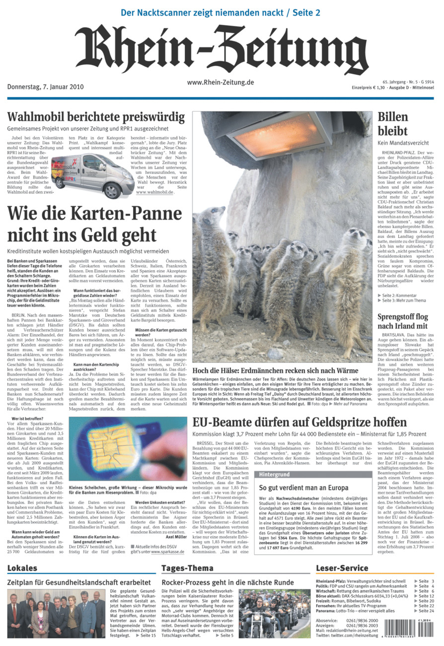 Rhein-Zeitung Kreis Cochem-Zell vom Donnerstag, 07.01.2010