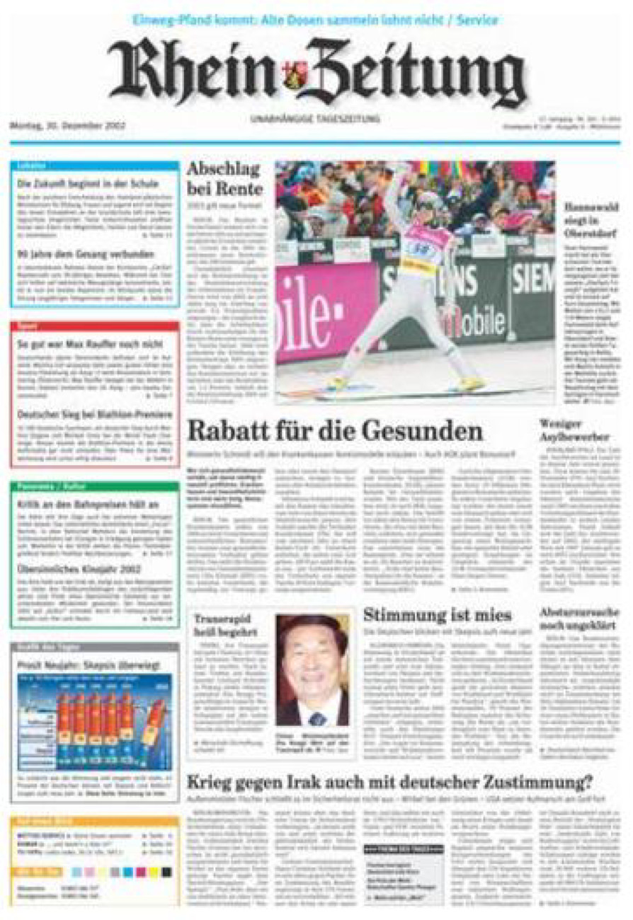 Rhein-Zeitung Kreis Cochem-Zell vom Montag, 30.12.2002