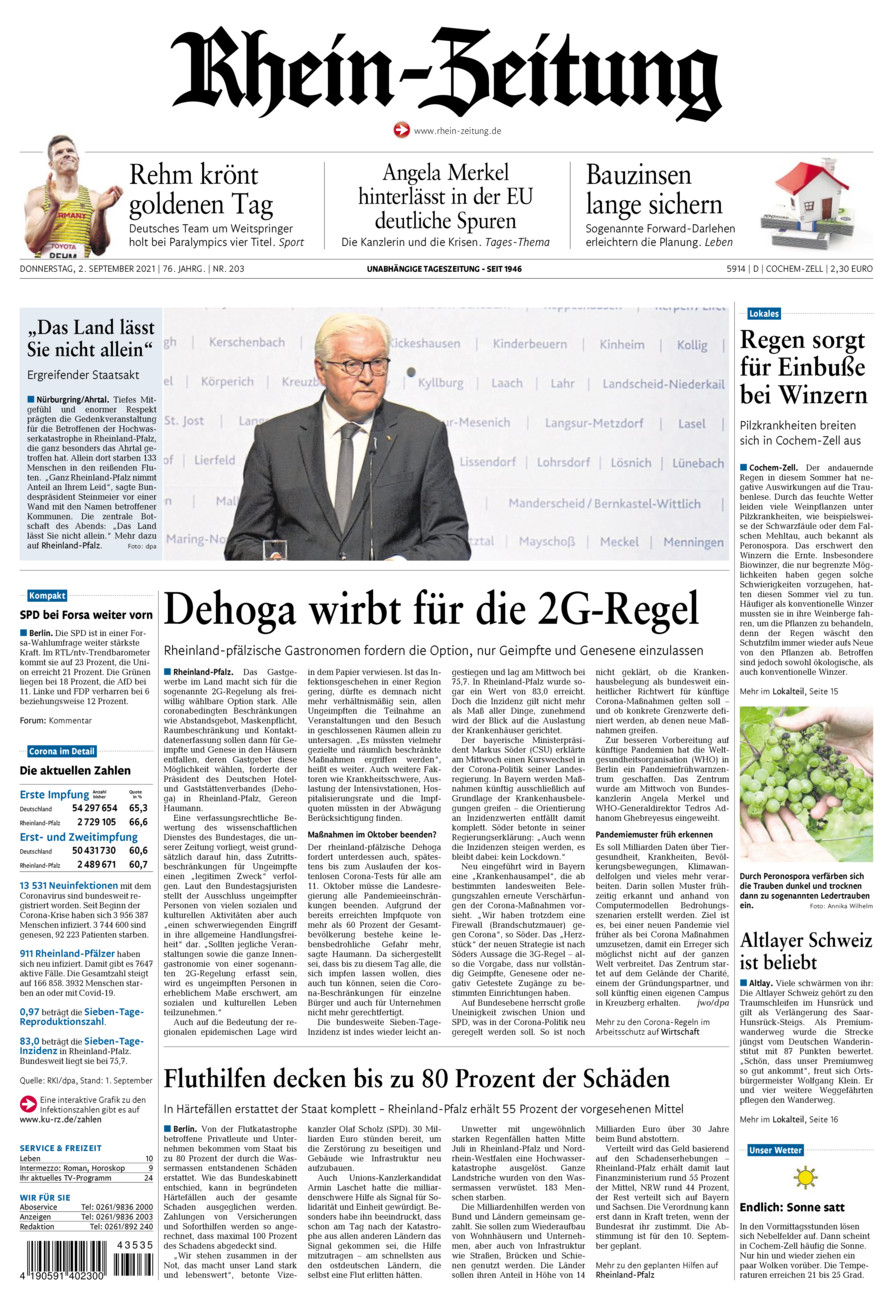 Rhein-Zeitung Kreis Cochem-Zell vom Donnerstag, 02.09.2021