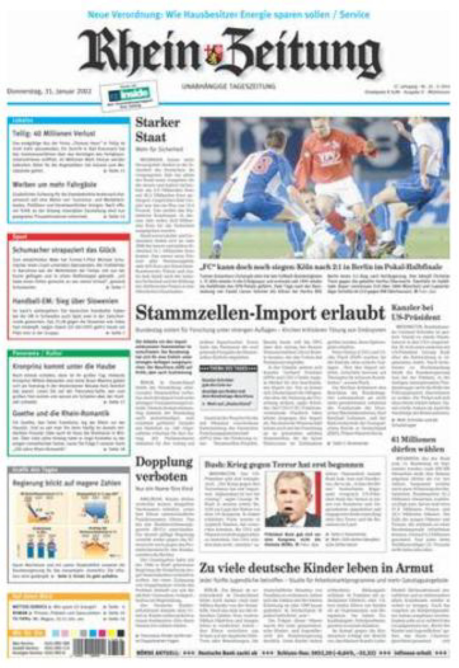Rhein-Zeitung Kreis Cochem-Zell vom Donnerstag, 31.01.2002