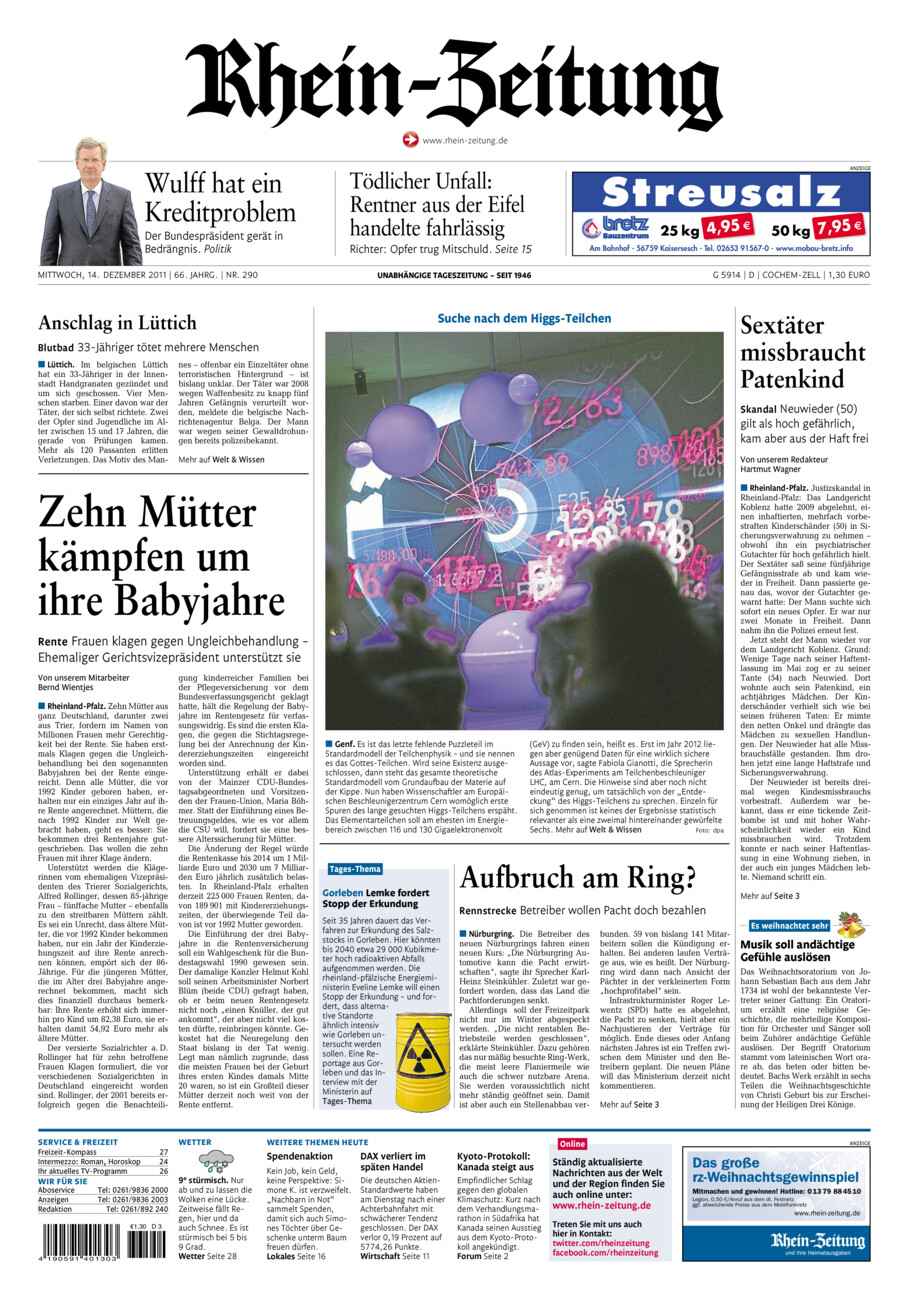 Rhein-Zeitung Kreis Cochem-Zell vom Mittwoch, 14.12.2011