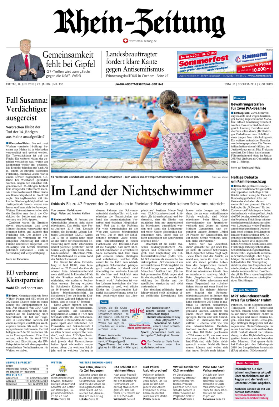 Rhein-Zeitung Kreis Cochem-Zell vom Freitag, 08.06.2018