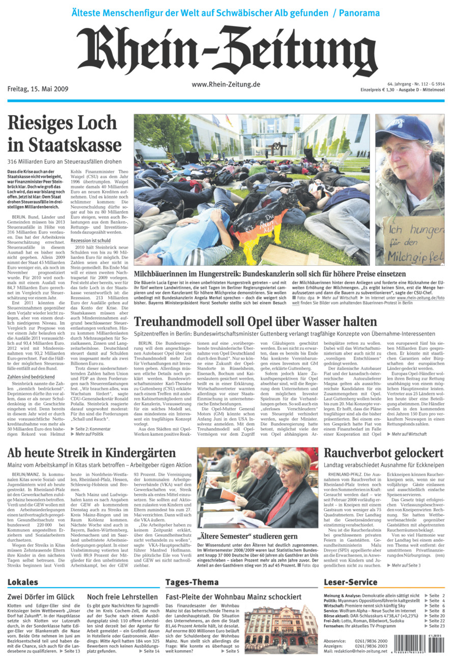 Rhein-Zeitung Kreis Cochem-Zell vom Freitag, 15.05.2009