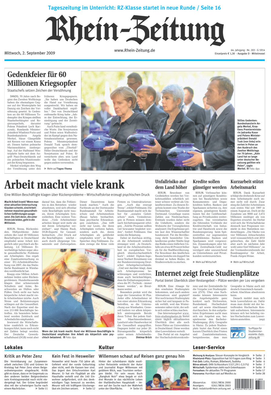 Rhein-Zeitung Kreis Cochem-Zell vom Mittwoch, 02.09.2009
