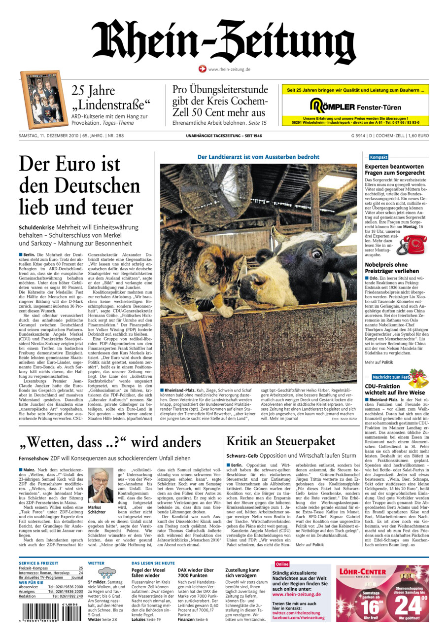 Rhein-Zeitung Kreis Cochem-Zell vom Samstag, 11.12.2010