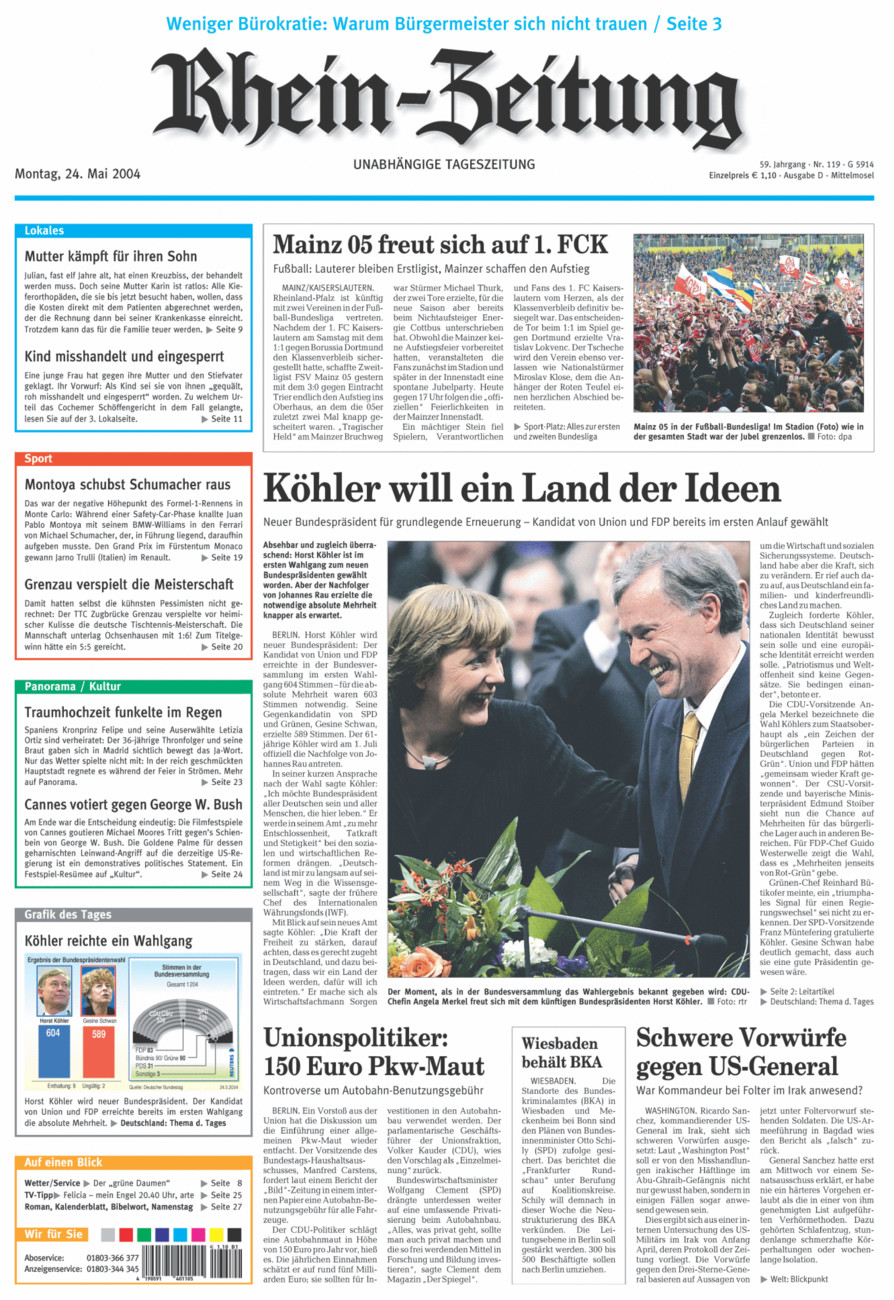 Rhein-Zeitung Kreis Cochem-Zell vom Montag, 24.05.2004