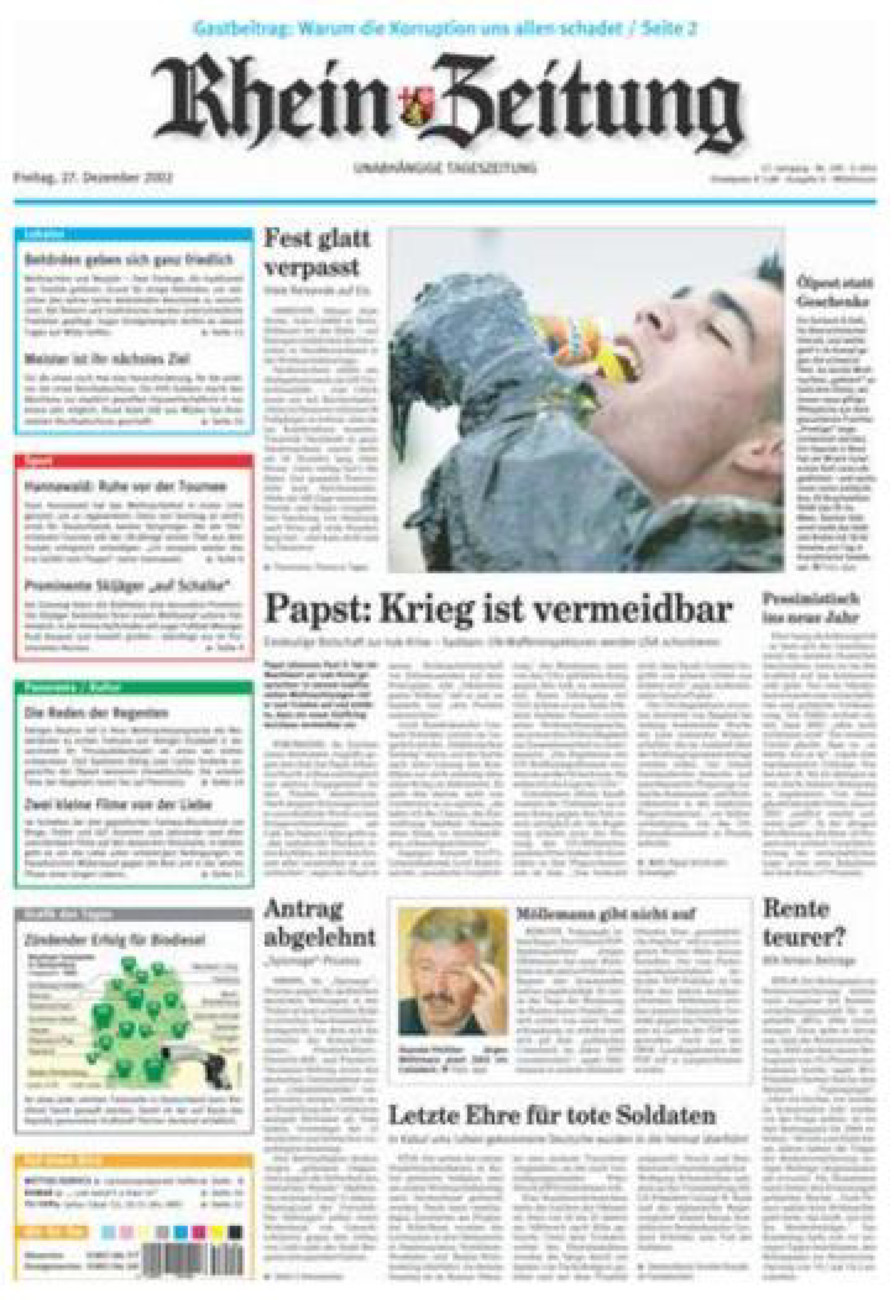 Rhein-Zeitung Kreis Cochem-Zell vom Freitag, 27.12.2002