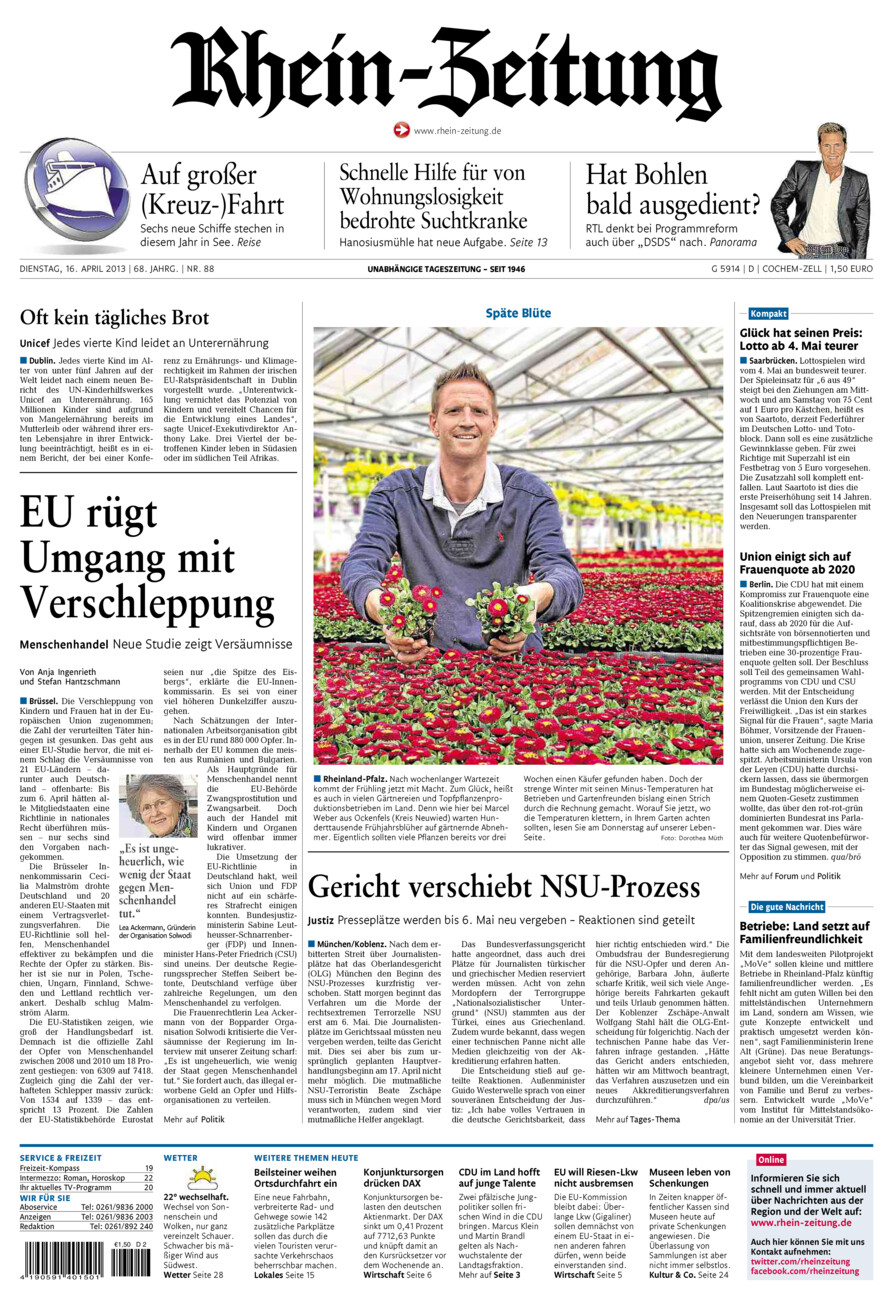 Rhein-Zeitung Kreis Cochem-Zell vom Dienstag, 16.04.2013