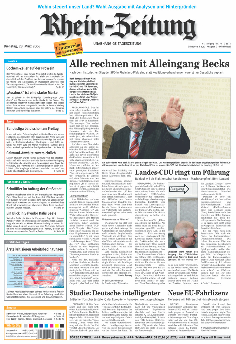 Rhein-Zeitung Kreis Cochem-Zell vom Dienstag, 28.03.2006