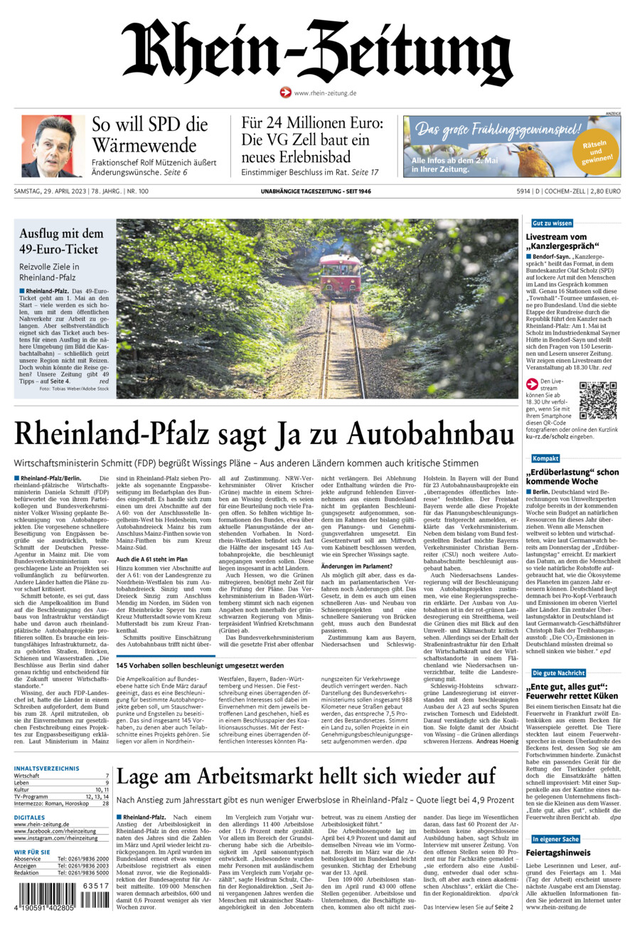 Rhein-Zeitung Kreis Cochem-Zell vom Samstag, 29.04.2023