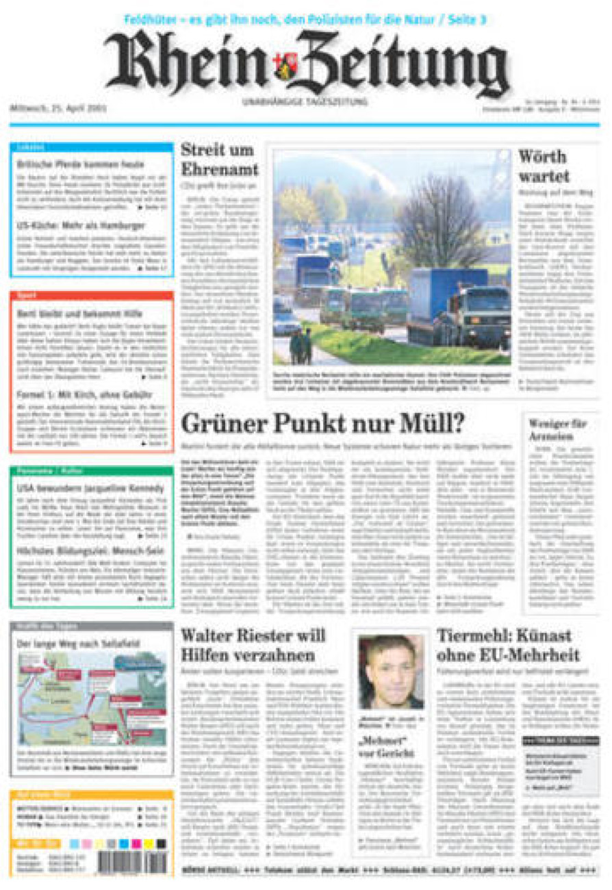 Rhein-Zeitung Kreis Cochem-Zell vom Mittwoch, 25.04.2001