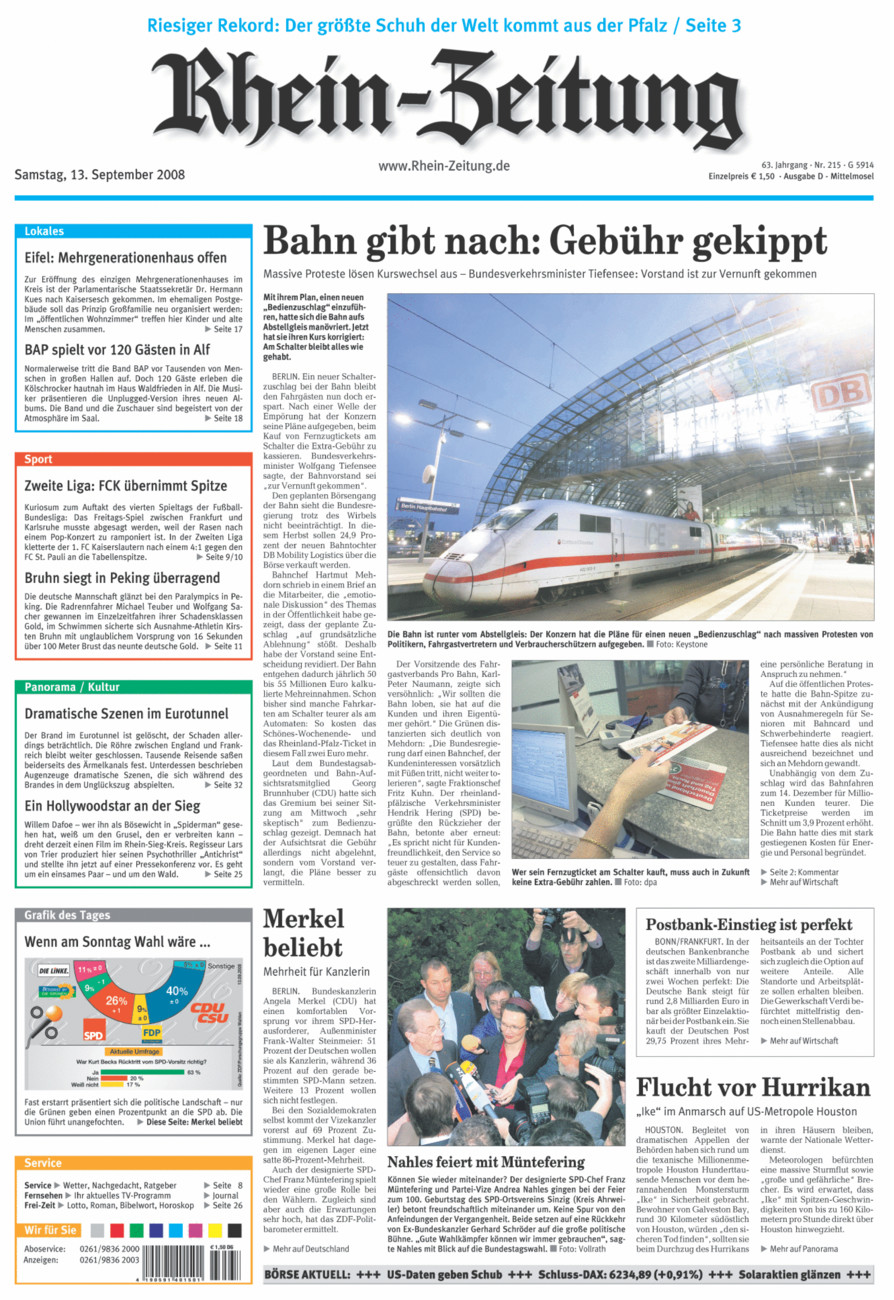 Rhein-Zeitung Kreis Cochem-Zell vom Samstag, 13.09.2008