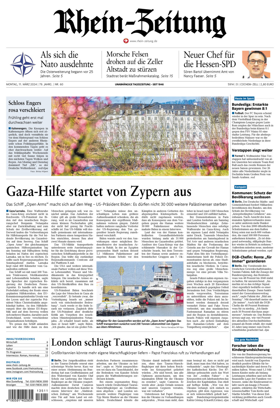 Rhein-Zeitung Kreis Cochem-Zell vom Montag, 11.03.2024