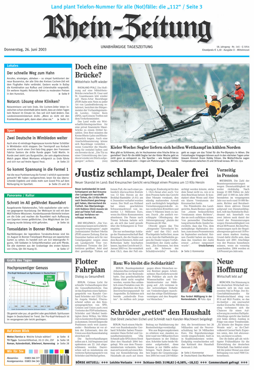 Rhein-Zeitung Kreis Cochem-Zell vom Donnerstag, 26.06.2003