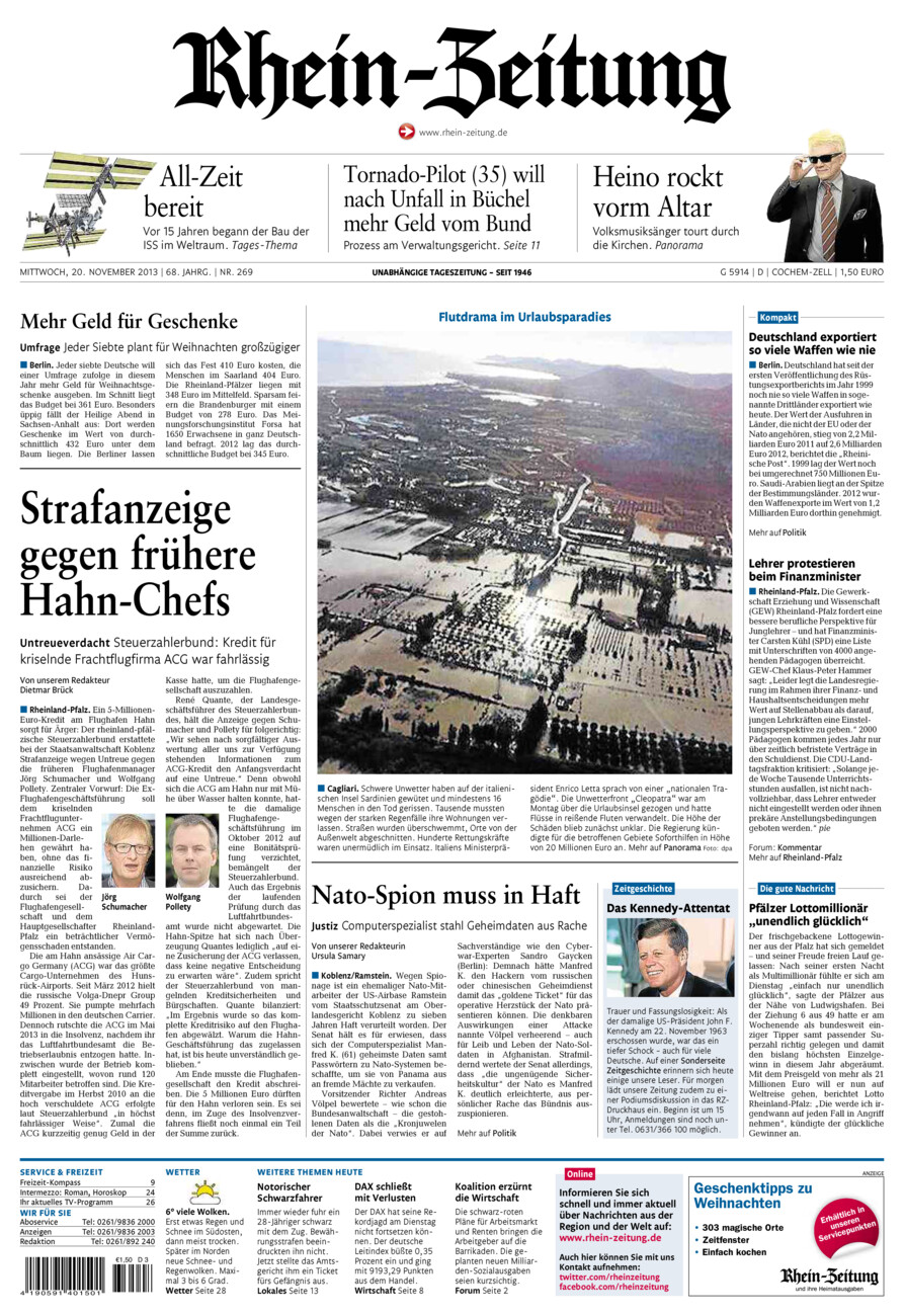Rhein-Zeitung Kreis Cochem-Zell vom Mittwoch, 20.11.2013