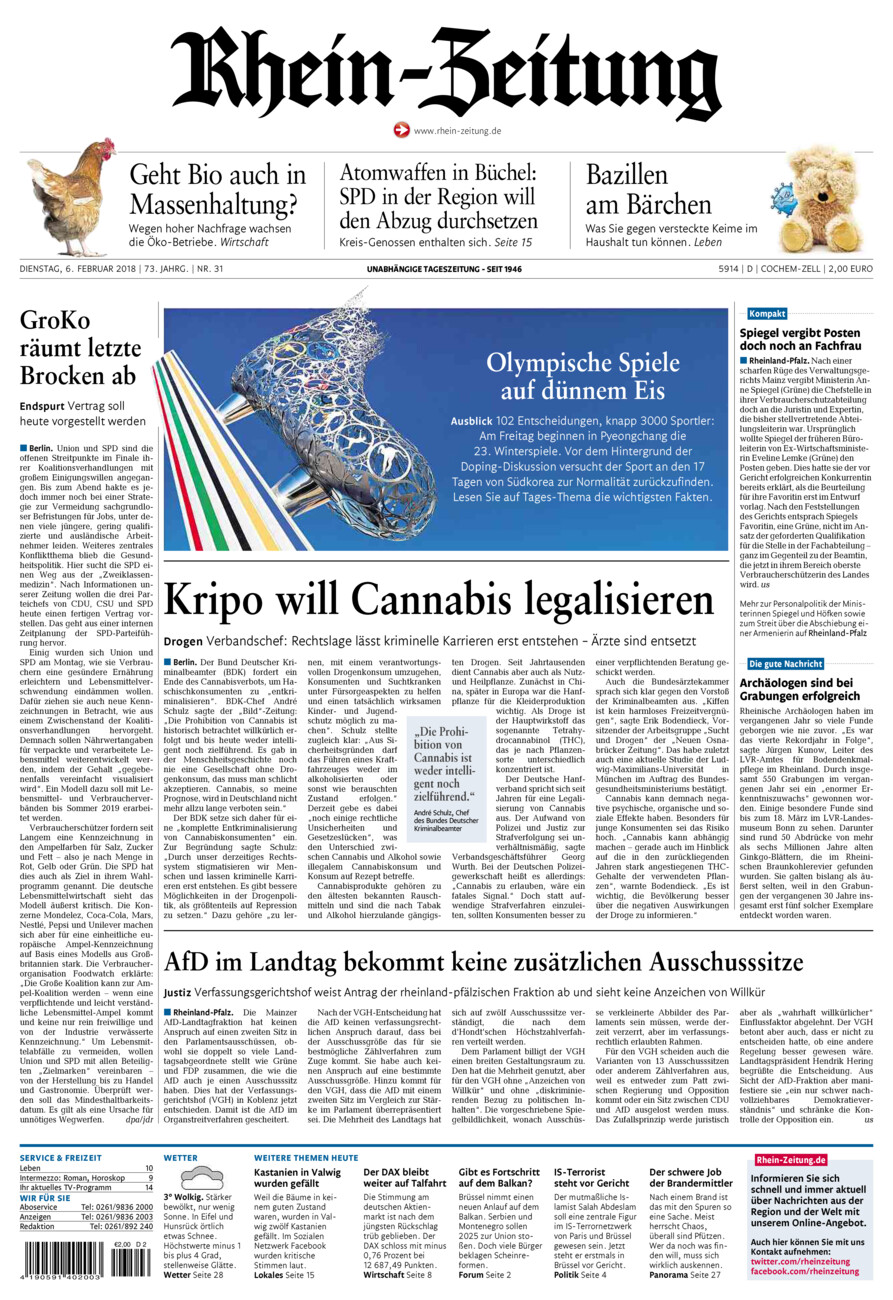 Rhein-Zeitung Kreis Cochem-Zell vom Dienstag, 06.02.2018