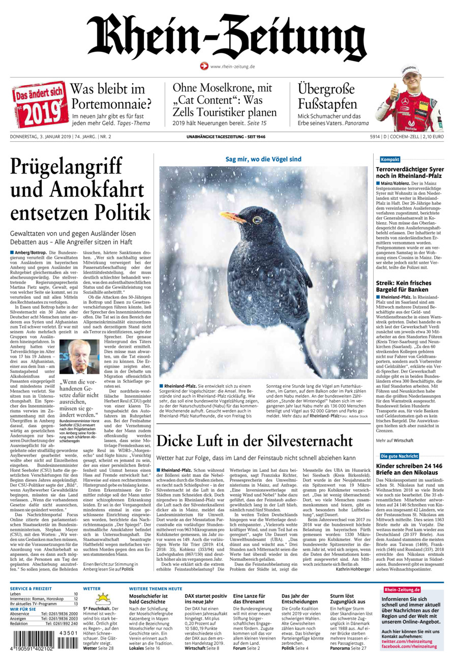 Rhein-Zeitung Kreis Cochem-Zell vom Donnerstag, 03.01.2019