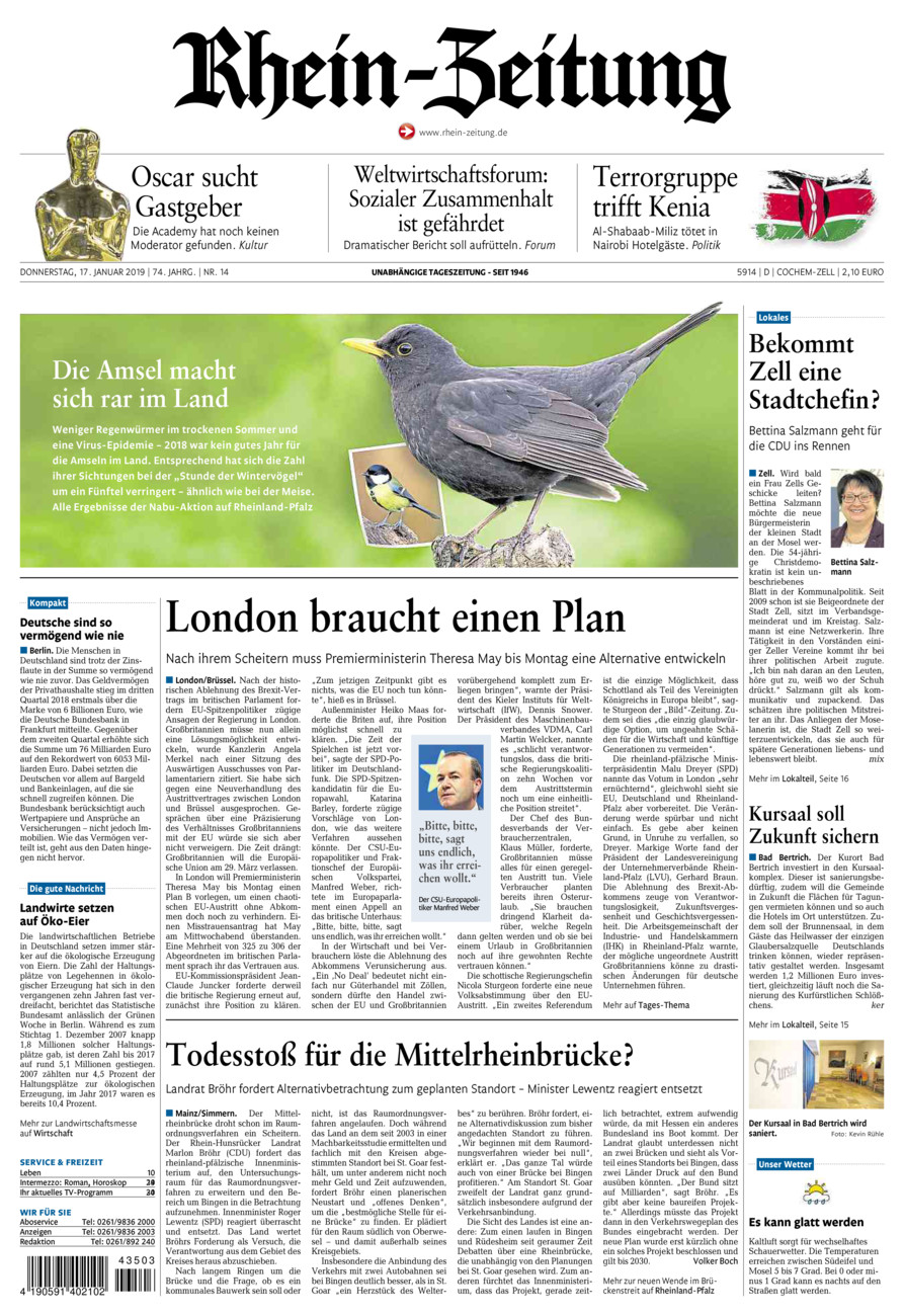 Rhein-Zeitung Kreis Cochem-Zell vom Donnerstag, 17.01.2019
