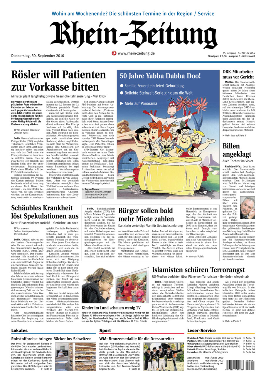 Rhein-Zeitung Kreis Cochem-Zell vom Donnerstag, 30.09.2010