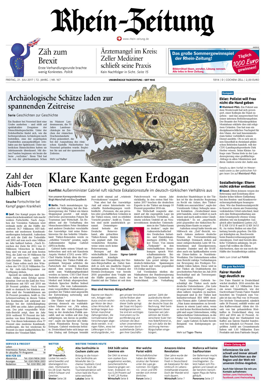 Rhein-Zeitung Kreis Cochem-Zell vom Freitag, 21.07.2017