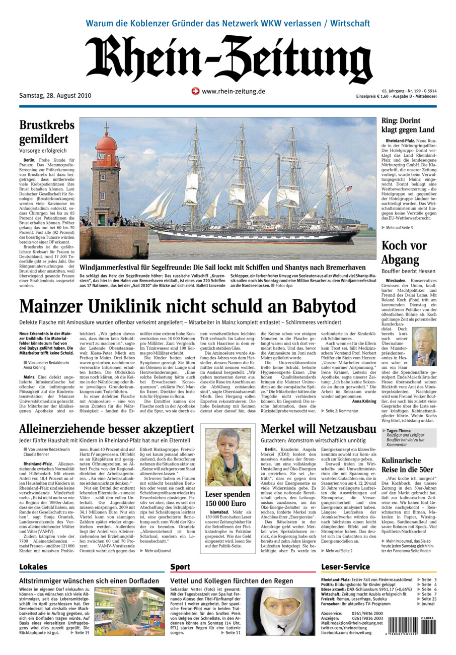 Rhein-Zeitung Kreis Cochem-Zell vom Samstag, 28.08.2010