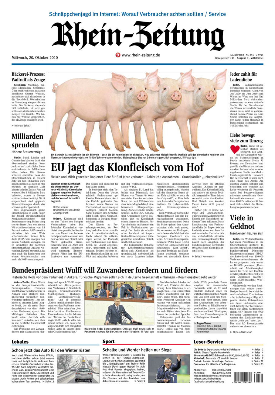 Rhein-Zeitung Kreis Cochem-Zell vom Mittwoch, 20.10.2010