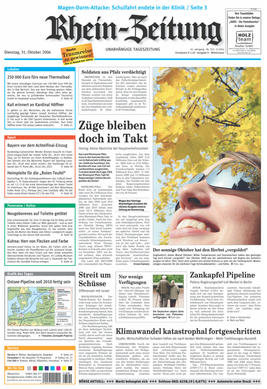 Rhein-Zeitung Kreis Cochem-Zell vom Dienstag, 31.10.2006