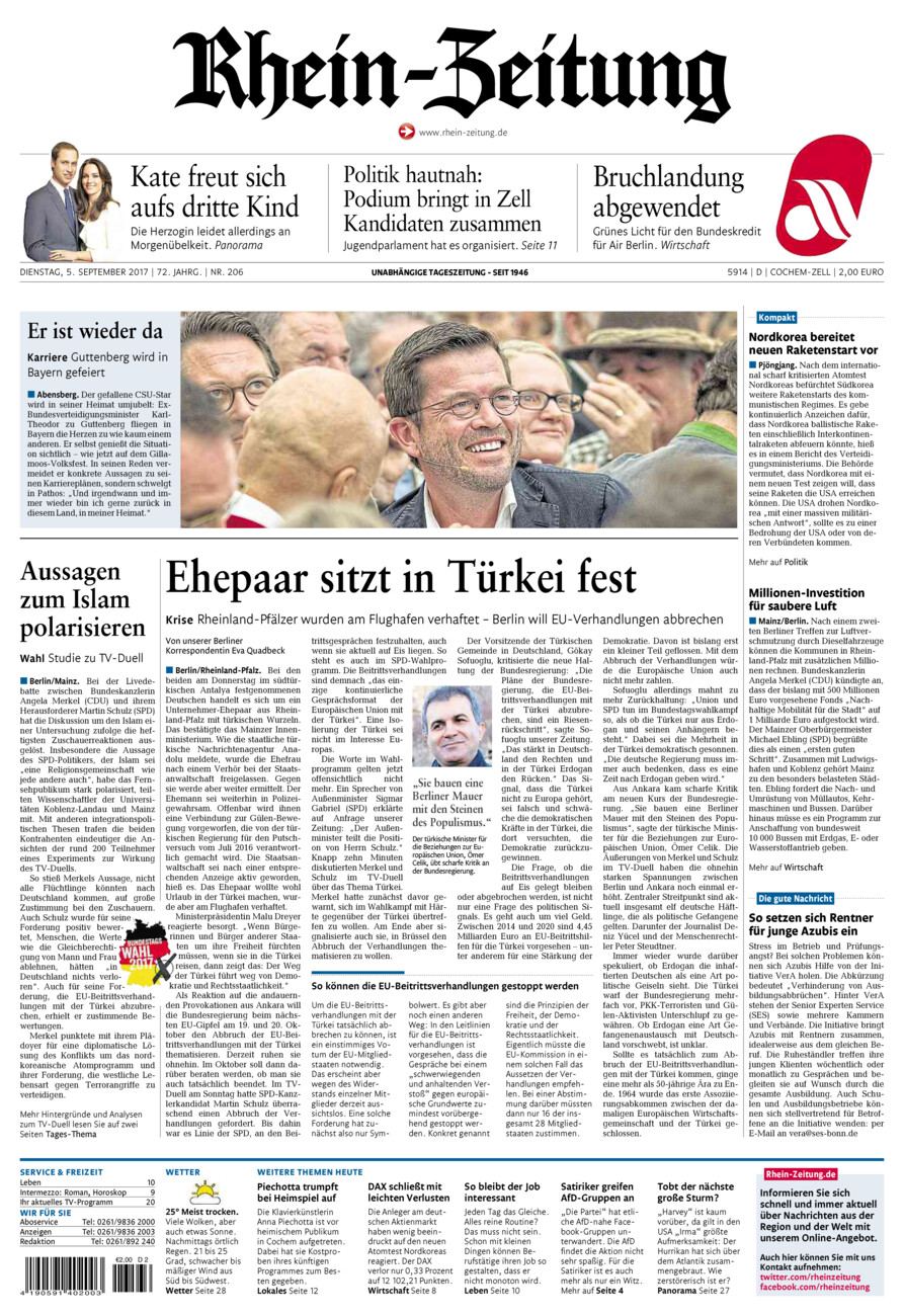 Rhein-Zeitung Kreis Cochem-Zell vom Dienstag, 05.09.2017