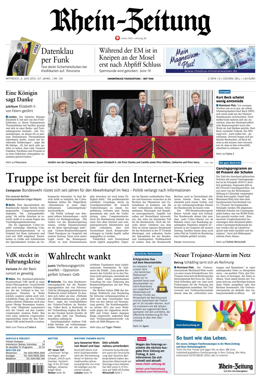 Rhein-Zeitung Kreis Cochem-Zell vom Mittwoch, 06.06.2012