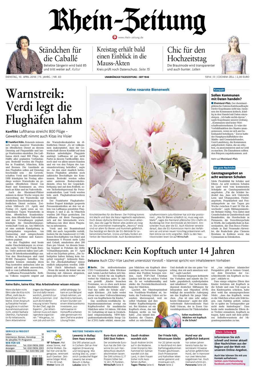 Rhein-Zeitung Kreis Cochem-Zell vom Dienstag, 10.04.2018