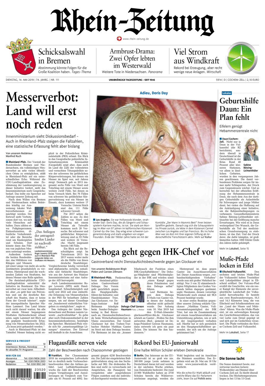 Rhein-Zeitung Kreis Cochem-Zell vom Dienstag, 14.05.2019