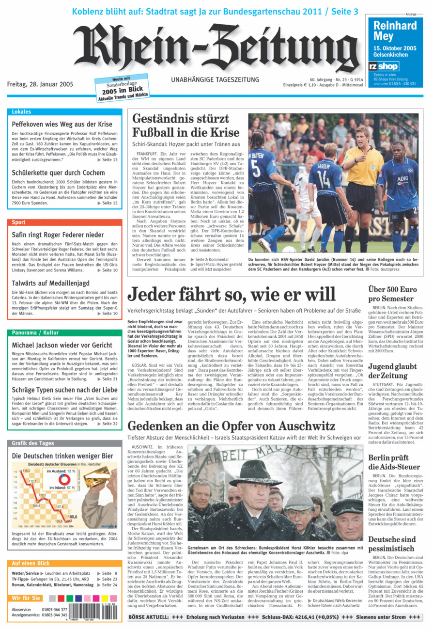 Rhein-Zeitung Kreis Cochem-Zell vom Freitag, 28.01.2005