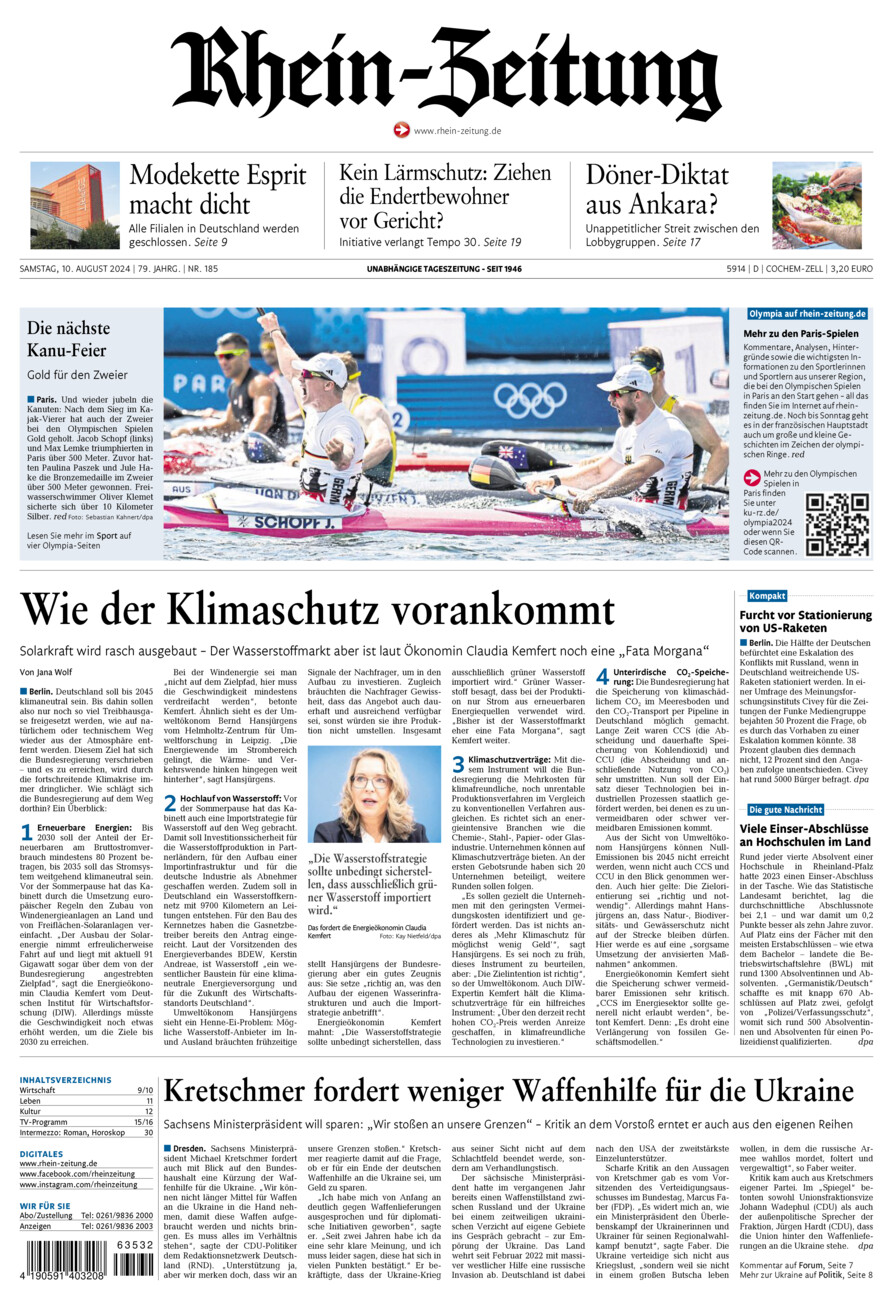 Rhein-Zeitung Kreis Cochem-Zell vom Samstag, 10.08.2024